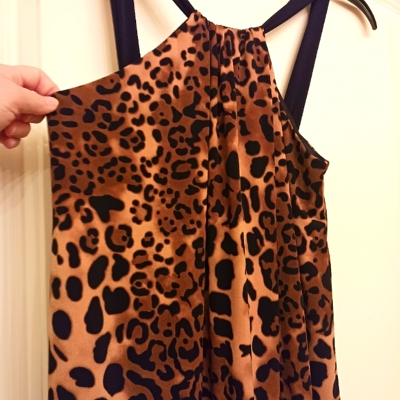 Leapard Print Silky Sleeveless Halter Dress - Picture 11 of 12